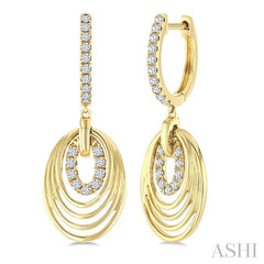 1/3 Ctw Spiral Drop Round Cut Diamond Fashion earrings in 14K Yellow Gold