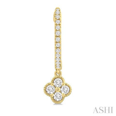 1/3 Ctw Clover Round Cut Diamond Huggie Fashion Earrings in 14K Yellow Gold