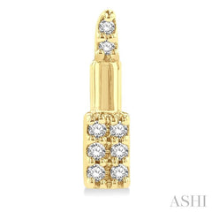 1/20 Ctw Petite Lipstick Round Cut Diamond Fashion Stud Earring in 10K Yellow Gold