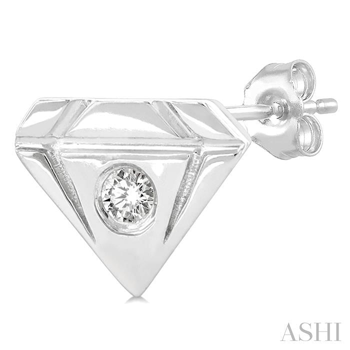 1/50 Ctw Petite Diamond Shape Round Cut Diamond Fashion Stud Earring in 10K White Gold
