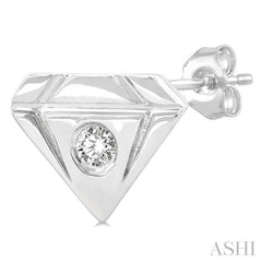 1/50 Ctw Petite Diamond Shape Round Cut Diamond Fashion Stud Earring in 10K White Gold