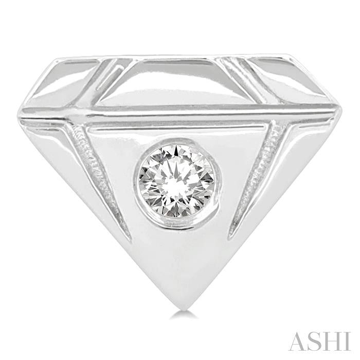 1/50 Ctw Petite Diamond Shape Round Cut Diamond Fashion Stud Earring in 10K White Gold