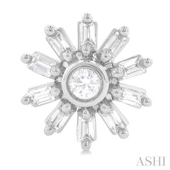 1/4 Ctw Petite Wheel Baguette and Round Cut Diamond Fashion Stud Earring in 10K White Gold