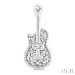 1/10 Ctw Petite Guitar Round Cut Diamond Fashion Stud Earring in 10K White Gold
