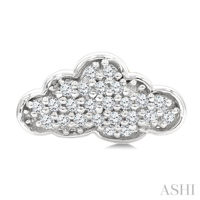 1/6 Ctw Round Cut Diamond Cloud Petite Earrings in 10K White Gold