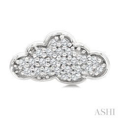 1/6 Ctw Round Cut Diamond Cloud Petite Earrings in 10K White Gold