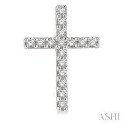 1/10 Ctw Cross Round Cut Diamond Petite Fashion Earring in 10K White Gold