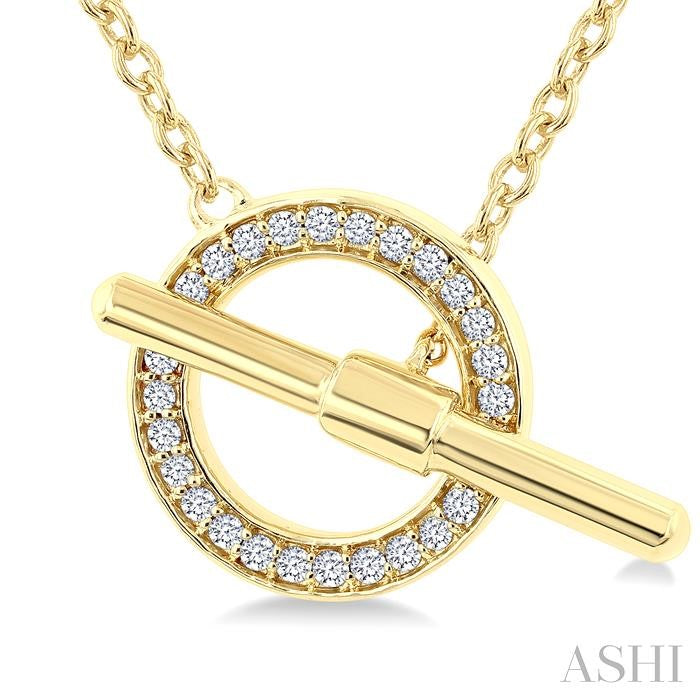 1/10 Ctw Circle Toggle Round Cut Diamond Petite Fashion Necklace in 10K Yellow Gold