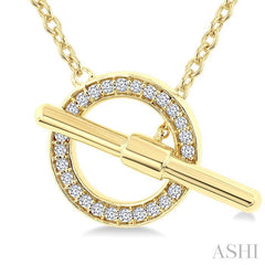 1/10 Ctw Circle Toggle Round Cut Diamond Petite Fashion Necklace in 10K Yellow Gold