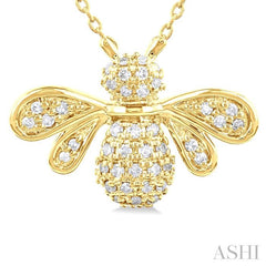 1/4 Ctw Petite Bumble Bee Round Cut Diamond Fashion Pendant With Chain in 10K Yellow Gold