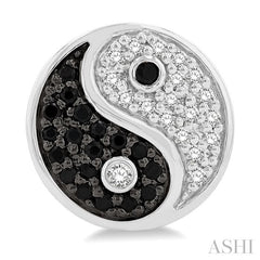 1/4 Ctw Petite Tao Yin Yang Black and White Round Cut Diamond Fashion Stud Earring in 10K White Gold