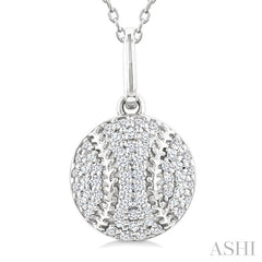 1/5 Ctw Petite Baseball Round Cut Diamond Fashion Pendant With Chain in 10K White Gold