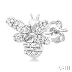 1/3 Ctw Petite Bumble Bee Round Cut Diamond Fashion Stud Earring in 10K White Gold