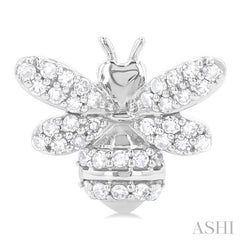 1/3 Ctw Petite Bumble Bee Round Cut Diamond Fashion Stud Earring in 10K White Gold