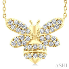 1/4 Ctw Petite Bumble Bee Round Cut Diamond Fashion Pendant With Chain in 10K Yellow Gold