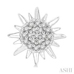 1/8 Ctw Petite Sun Round Cut Diamond Fashion Stud Earring in 10K White Gold