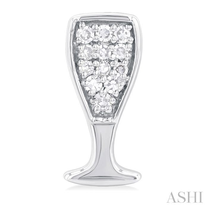 1/10 Ctw Petite Champagne Glass Round Cut Diamond Fashion Stud Earring in 10K White Gold