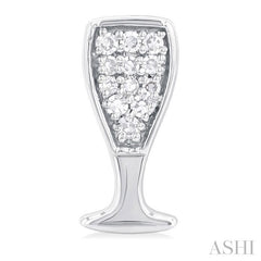 1/10 Ctw Petite Champagne Glass Round Cut Diamond Fashion Stud Earring in 10K White Gold