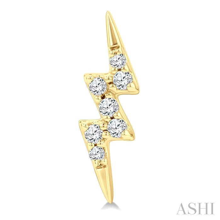 1/10 Ctw Petite Lightning Bolt Round Cut Diamond Fashion Stud Earring in 10K Yellow Gold