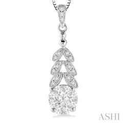 3/8 Ctw Lovebright Round Cut Diamond Pendant in 14K White Gold with Chain