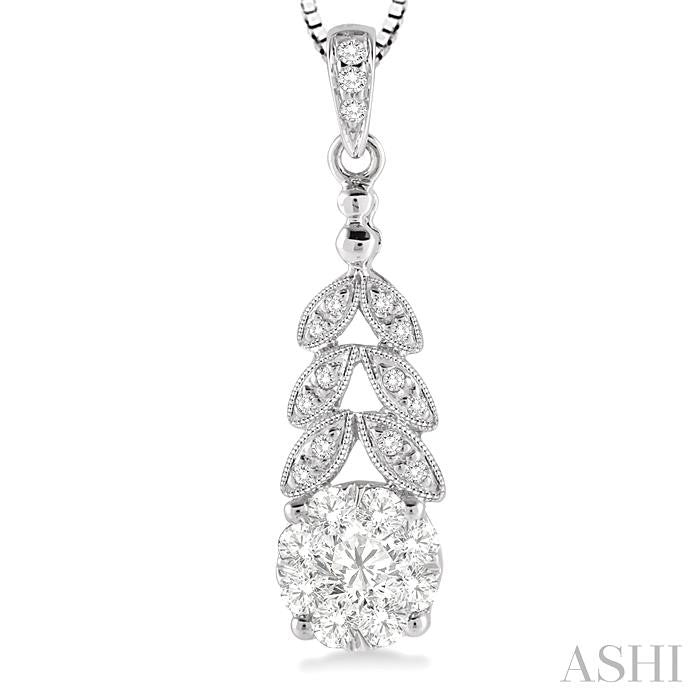 3/8 Ctw Lovebright Round Cut Diamond Pendant in 10K White Gold with Chain
