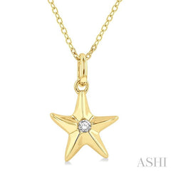 1/50 Ctw Starfish Petite Round Cut Diamond Fashion Pendant With Chain in 10K Yellow Gold