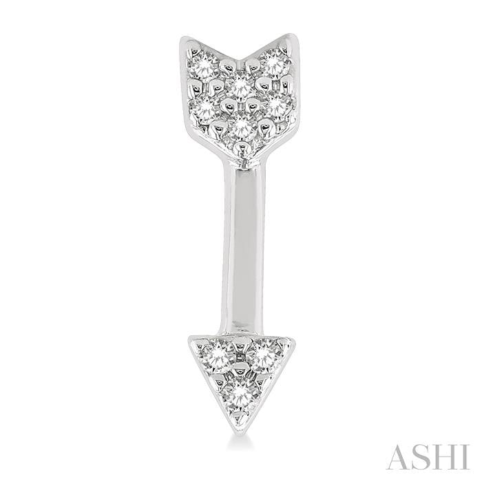 1/20 Ctw Petite Arrow Round Cut Diamond Fashion Stud Earring in 10K White Gold
