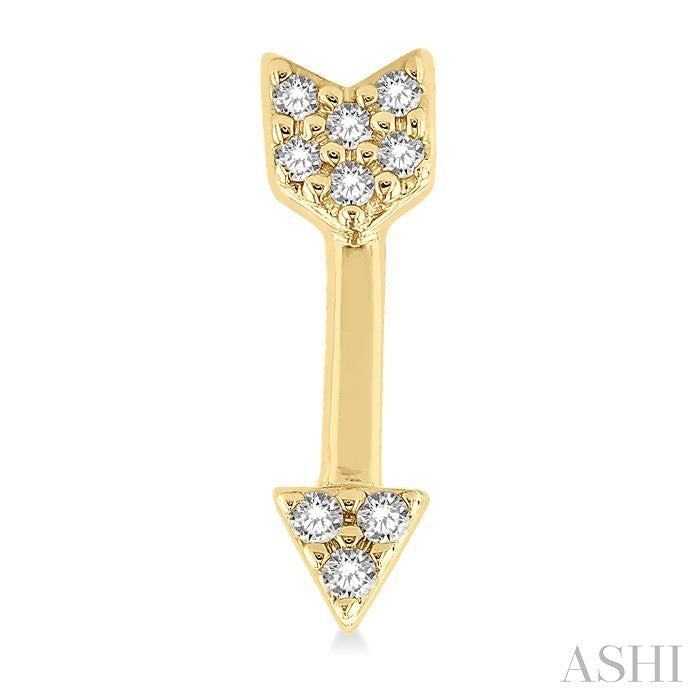 1/20 Ctw Petite Arrow Round Cut Diamond Fashion Stud Earring in 10K Yellow Gold