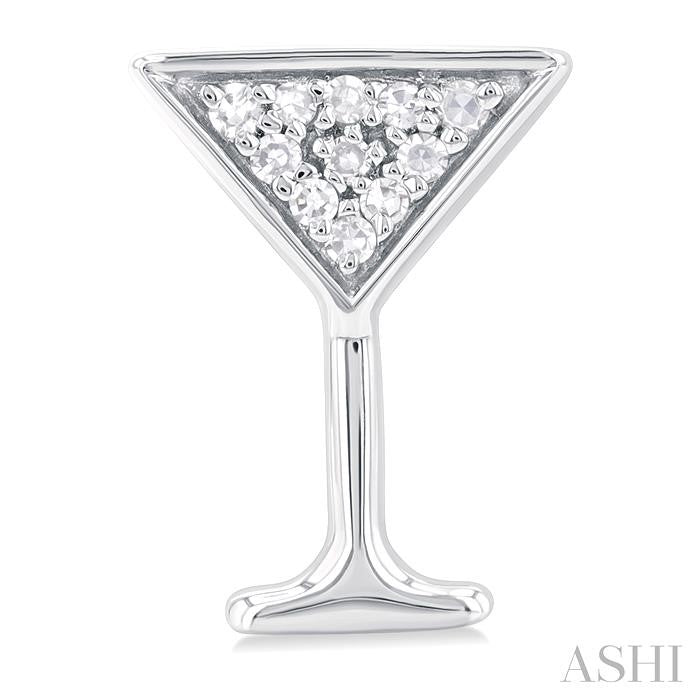 1/10 Ctw Petite Martini Glass Round Cut Diamond Fashion Stud Earring in 10K White Gold
