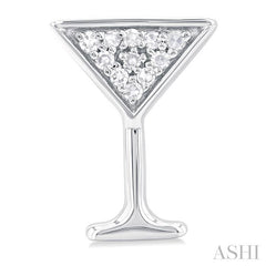 1/10 Ctw Petite Martini Glass Round Cut Diamond Fashion Stud Earring in 10K White Gold