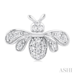 1/8 Ctw Petite Bumble Bee Round Cut Diamond Fashion Stud Earring in 10K White Gold