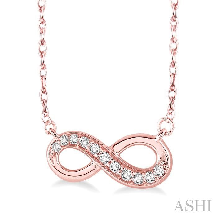 1/6 Ctw Round Cut Diamond Infinity Petite Pendant in 14K Rose Gold with Chain