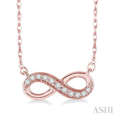 1/6 Ctw Round Cut Diamond Infinity Petite Pendant in 14K Rose Gold with Chain