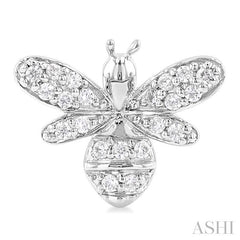 1/8 Ctw Petite Bumble Bee Round Cut Diamond Fashion Stud Earring in 10K White Gold