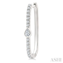 3/8 Ctw Pear and Round Cut Diamond Rectangular Fashion Hoop Earrings in 14K White Gold