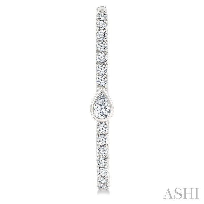 3/8 Ctw Pear and Round Cut Diamond Rectangular Fashion Hoop Earrings in 14K White Gold