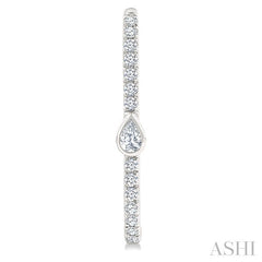 3/8 Ctw Pear and Round Cut Diamond Rectangular Fashion Hoop Earrings in 14K White Gold