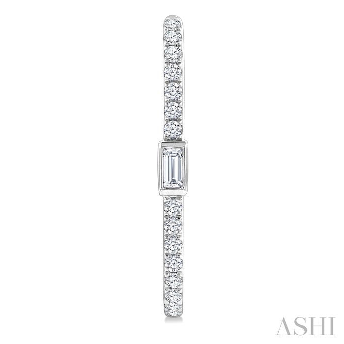 3/8 Ctw Rectangular Shape Baguette and Round Cut Diamond Fashion Hoop Earrings in 14K White Gold