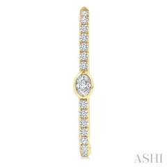 3/8 Ctw Oval and Round Cut Diamond Rectangular Fashion Hoop Earrings in 14K Yellow Gold