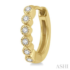 1/10 Ctw Round Cut Diamond Huggie Petite Earrings in 14K Yellow Gold