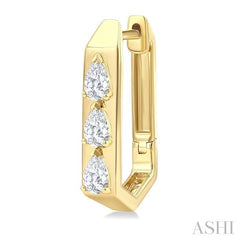 1/2 Ctw Pear Cut Diamond Hexagonal Fashion Hoop Earrings in 14K Yellow Gold