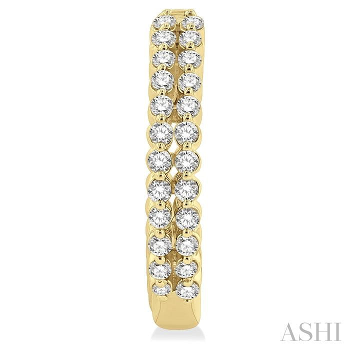 1/4 Ctw Petite Twin Row Round Cut Diamond Fashion Huggies in 10K Yellow Gold