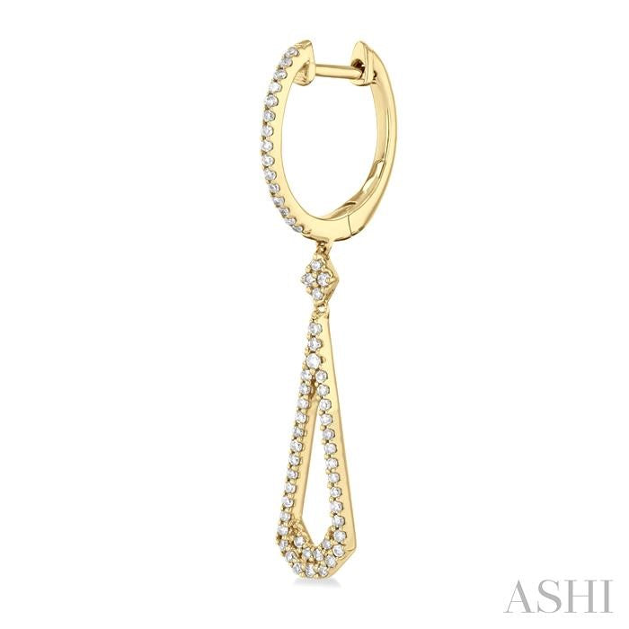 1/3 Ctw Tear Drop Round Cut Diamond Long Earring in 10K Yellow Gold