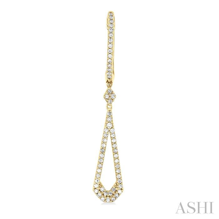 1/3 Ctw Tear Drop Round Cut Diamond Long Earring in 10K Yellow Gold