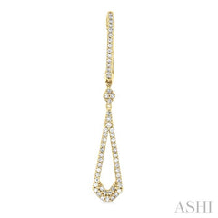 1/3 Ctw Tear Drop Round Cut Diamond Long Earring in 10K Yellow Gold