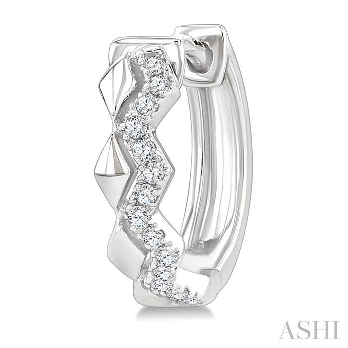 1/10 Ctw Round Cut Diamond Geometric Petite Huggie Earrings in 10K White Gold