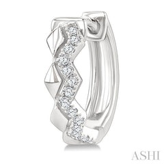 1/10 Ctw Round Cut Diamond Geometric Petite Huggie Earrings in 10K White Gold