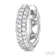 1/2 Ctw Triple Row Round Cut Diamond Fashion Huggies in 14K White Gold