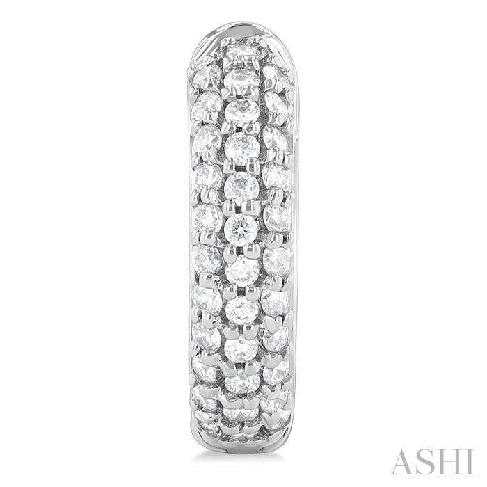 1/2 Ctw Triple Row Round Cut Diamond Fashion Huggies in 14K White Gold