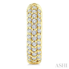 1/2 Ctw Triple Row Round Cut Diamond Fashion Huggies in 14K Yellow Gold